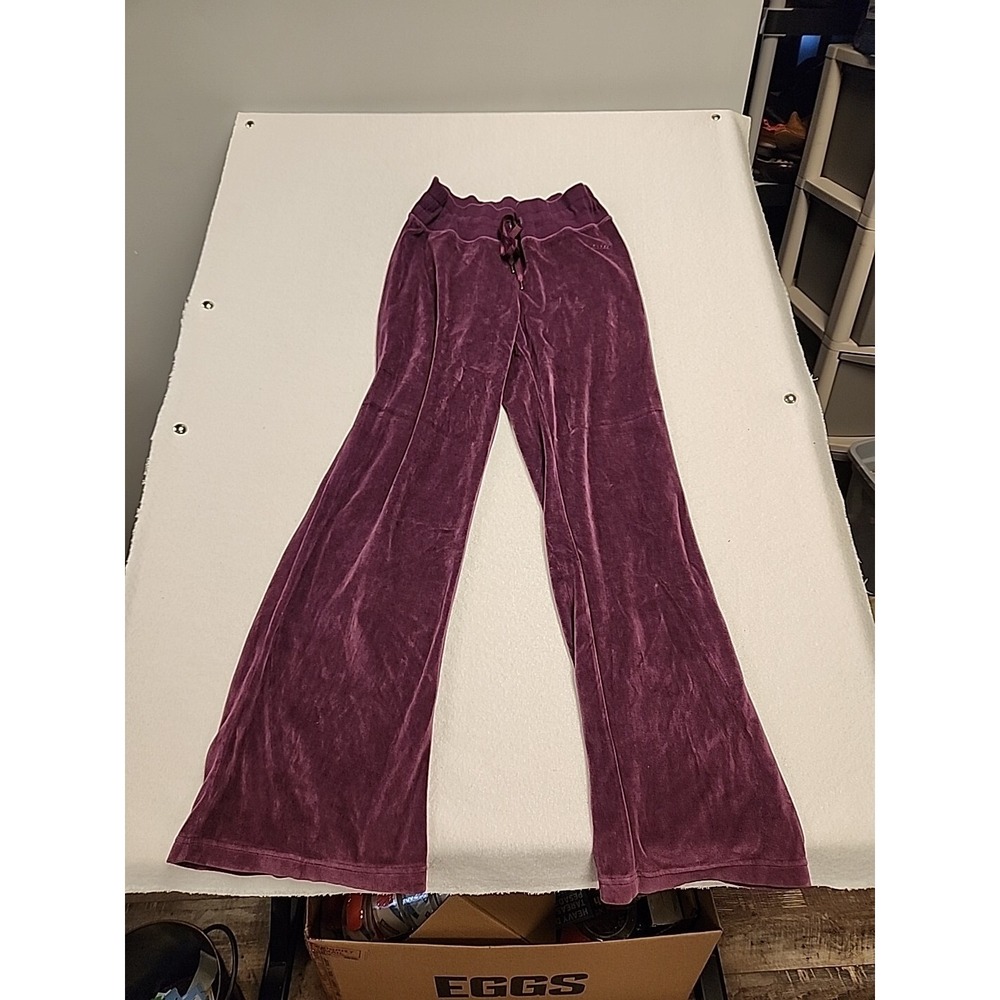 Vintage Reebok Velour Track pants Purple Jogger Women's Size M Active Casual